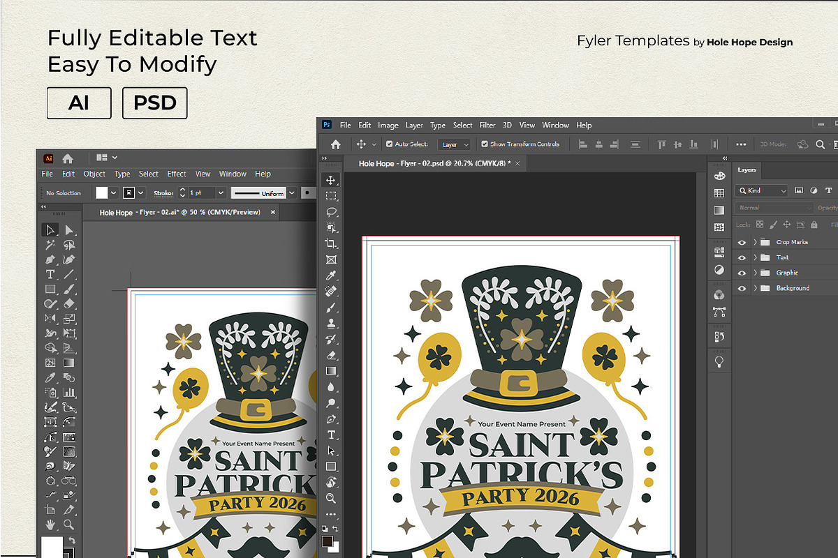 Folk Art Saint Patrick's Day Flyer, a Flyer Template by Hole Hope Design (Photo 4 of 5)