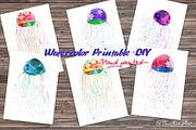 Set of Watercolor Jellyfish, a Decorative Illustration by Sunshine Art Shop (Thumbnail 5 of 7)