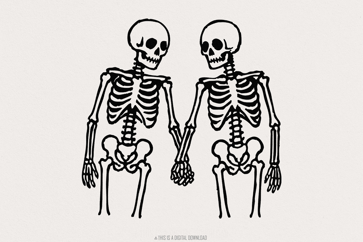 Skeleton Couple Holding Hands PNG, an Illustration by SharpMarketplace (Photo 1 of 9)