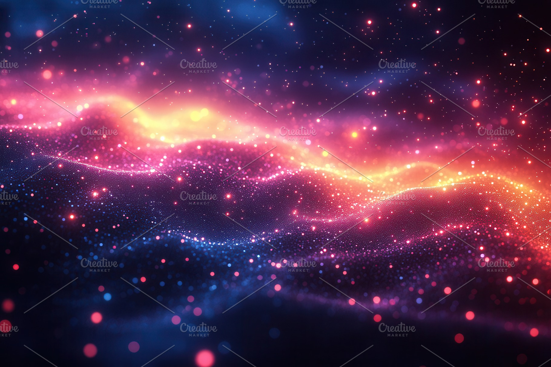 Bright colors blend in a cosmic land, a Photo by Tanuart