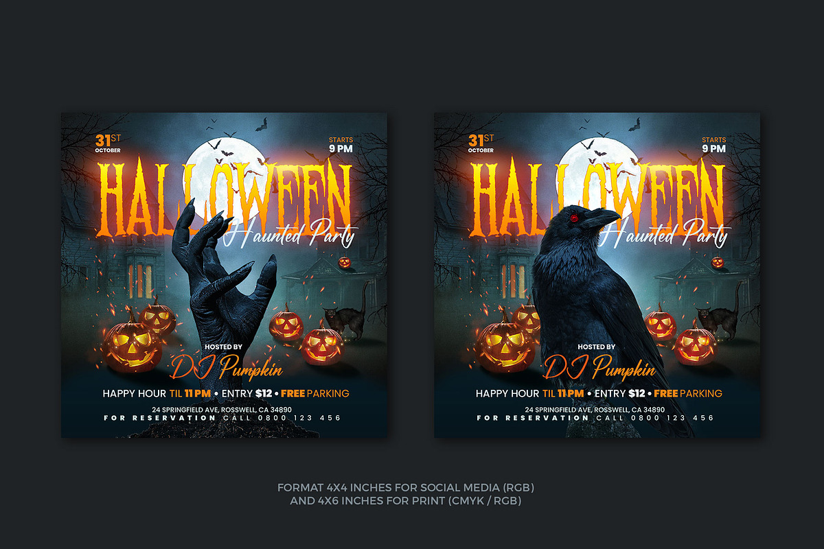 Halloween Party Flyer - 2 versions, a Flyer Template by Corrella Design (Photo 2 of 2)