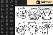 160 Procreate Kawaii Cat Stamps, a Brush Add-On by DrawingStoryShop (Thumbnail 3 of 6)