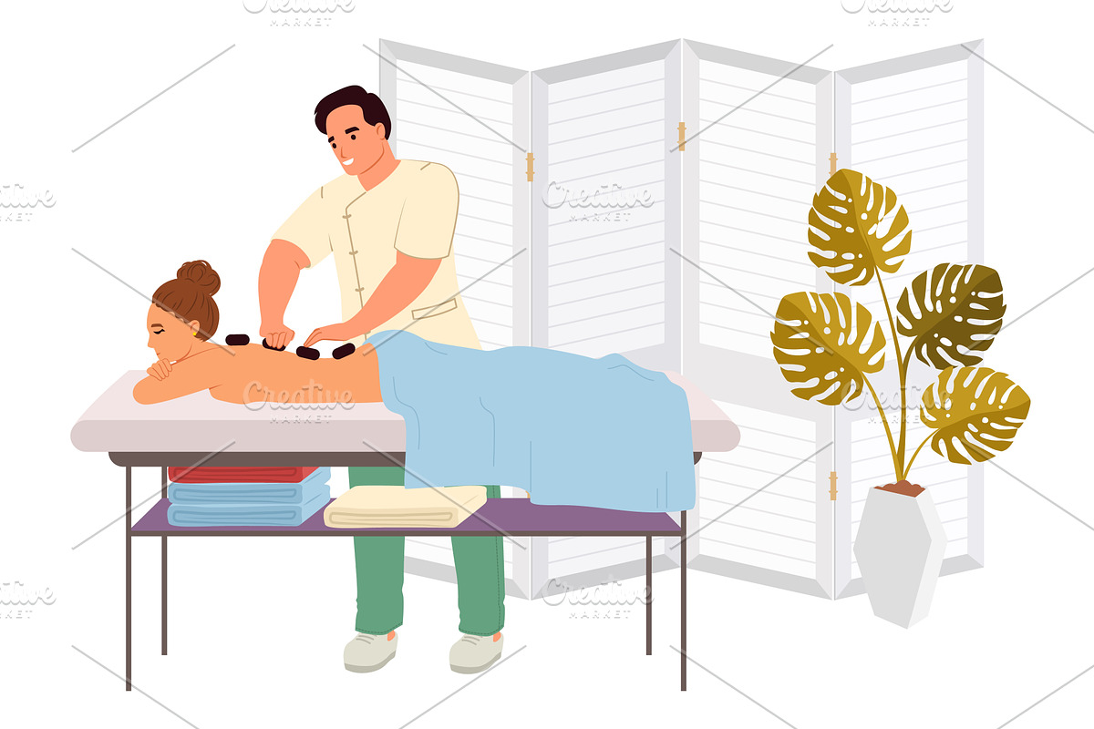 A skilled therapist applies hot, an Object Illustration by SiberianArt
