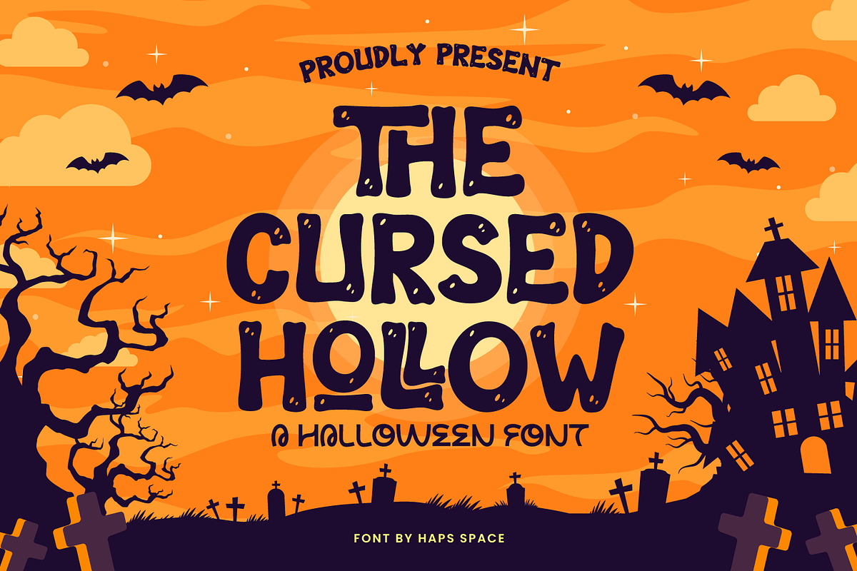 Cursed Hollow Playful Halloween Disp, a Sans Serif Font by Haps Space (Photo 1 of 10)