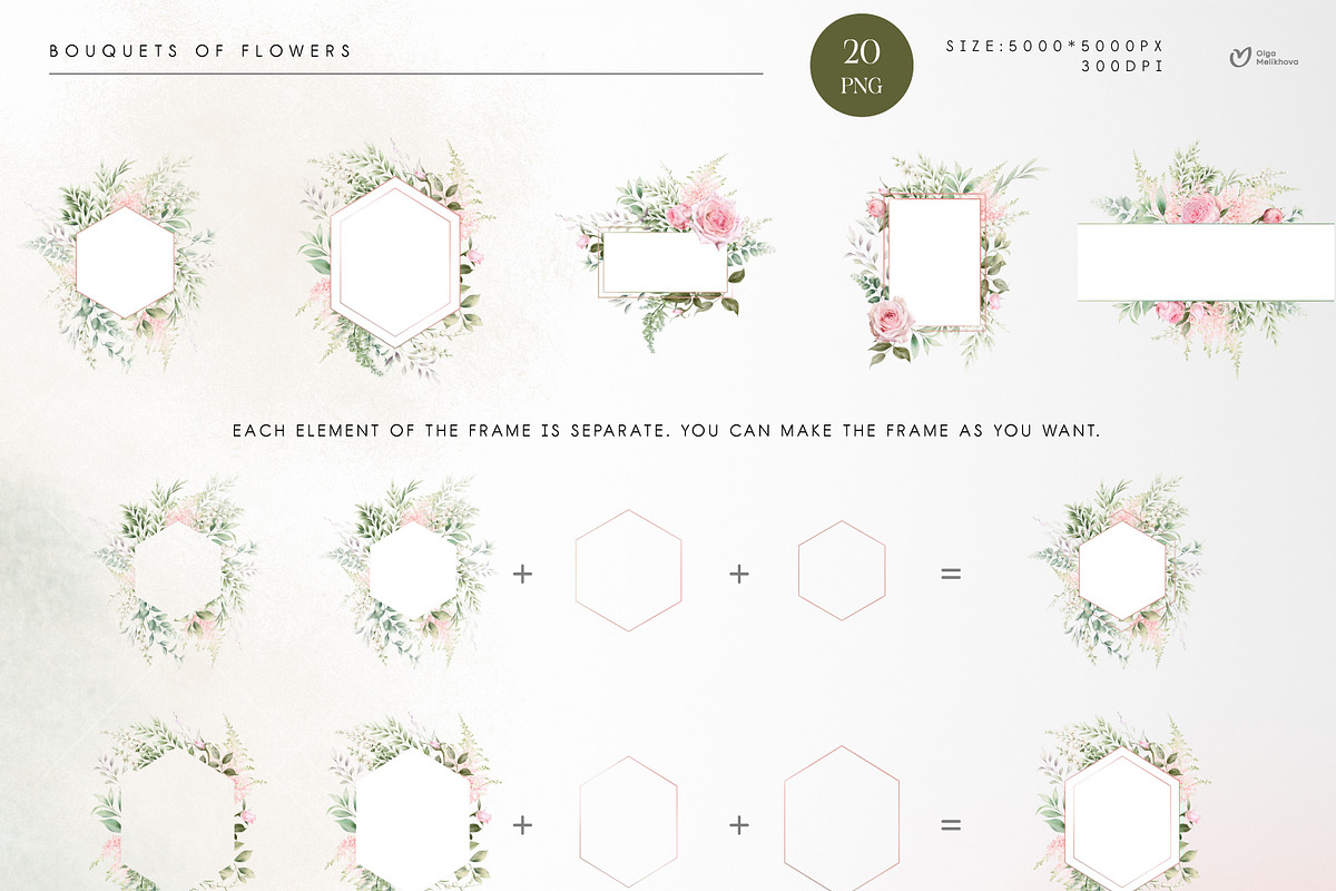 Flowers & Greenery, floral cliparts, a Texture Illustration by ollalya (Photo 7 of 16)