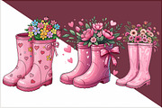 Pink Boots with Summer Flowers PNG, an Illustration by Sublimation Artist (Thumbnail 3 of 6)