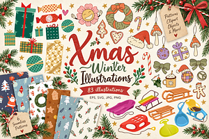 Xmas Winter Clipart | Hand Drawn