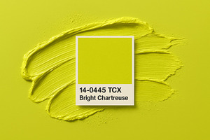 Bright chartreuse color sample with, a Photo by Dvoevnore photos