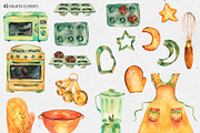 Watercolor kitchen utensils clipart, an Object Graphic by Belusuab (Thumbnail 3 of 4)
