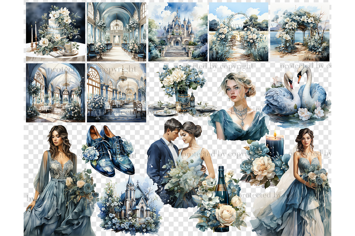Blue Wedding Clipart Bundle, a Person Illustration by GlamArtZhanna (Photo 5 of 5)