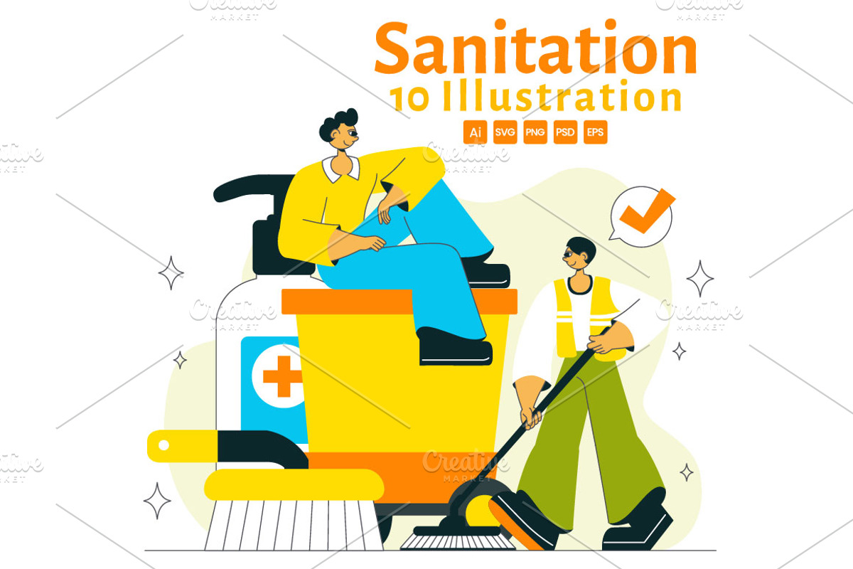 10 Sanitation Vector Illustration, a Person Illustration by denayunebgt (Photo 1 of 4)