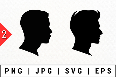 Male Profile Silhouettes Vector Art