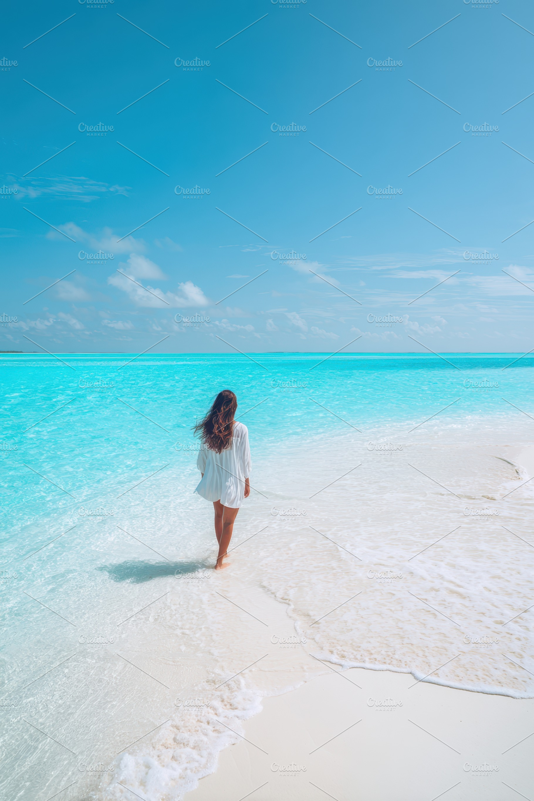 Woman walking on a tropical sandbar, a Nature Photo by AlyaAnd