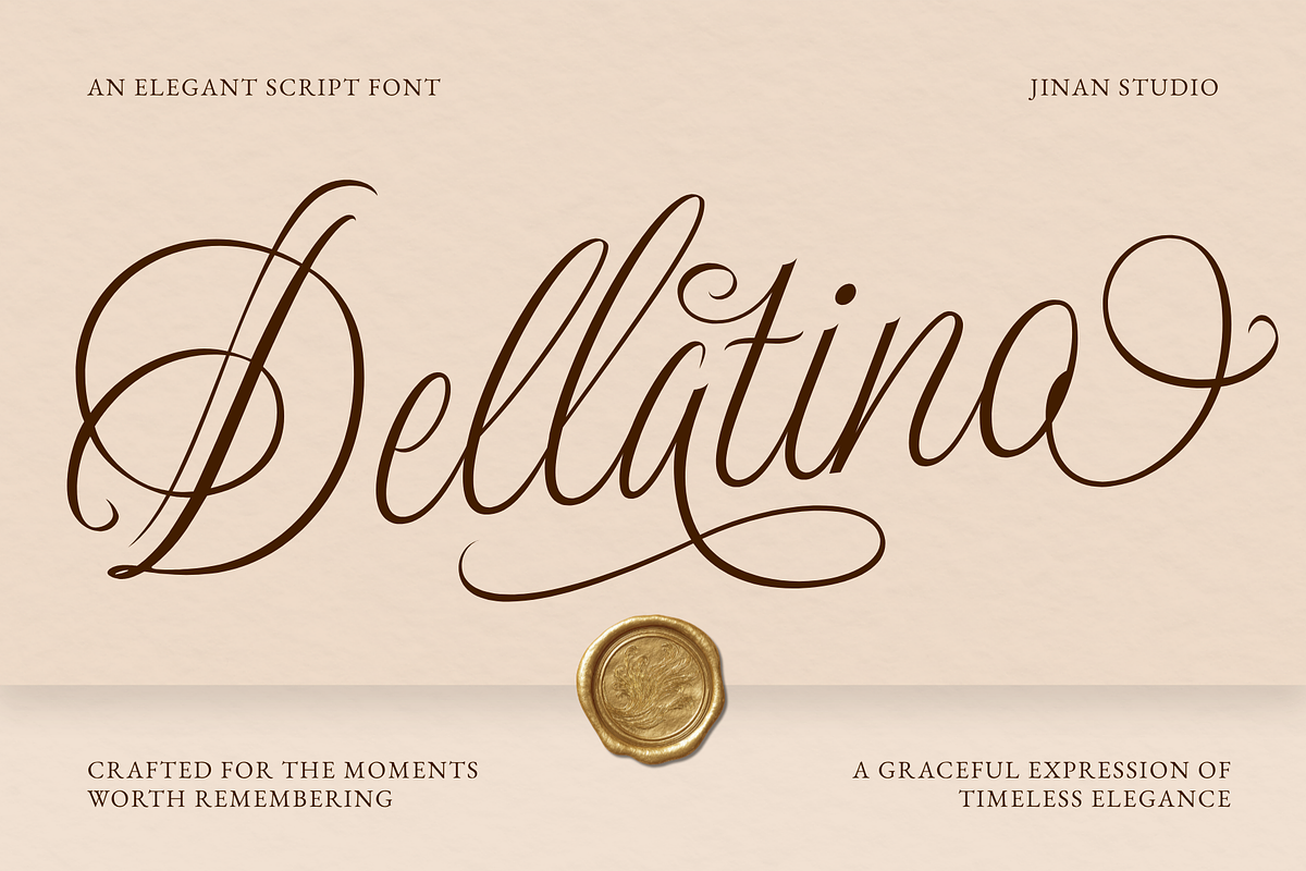 Dellatino - An Elegant Script Font, a Script Font by Ainun Jinan (Photo 1 of 12)