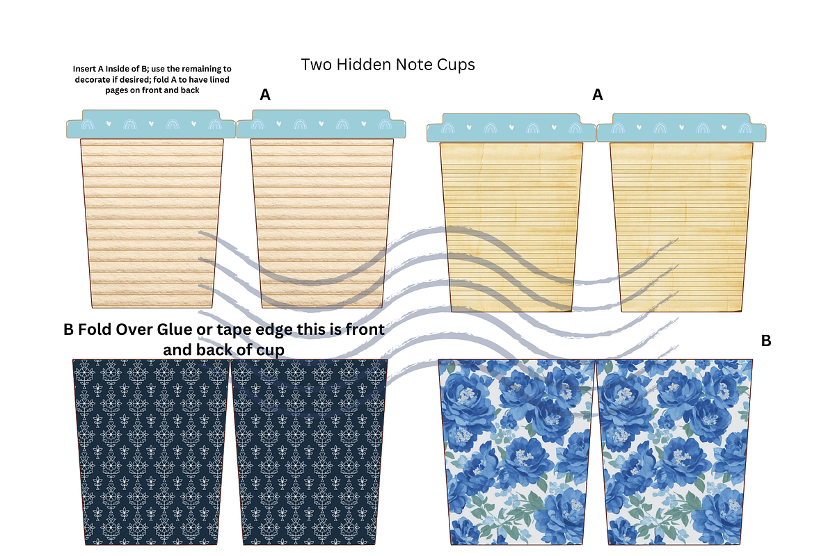 Shades of Blue Hidden Coffee Notes, a Pattern Graphic by SmallTownDigital (Photo 3 of 3)