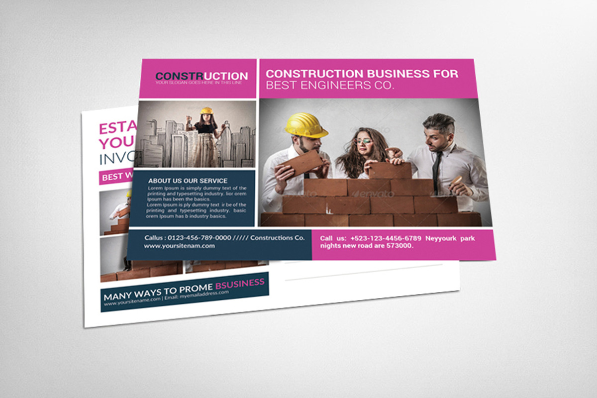 Construction Postcard Templates, a Card Template by graphicforest