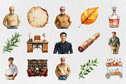 Gentleman’s Lounge Watercolor Clipar, an Empty State Illustration by Rose Art (Thumbnail 2 of 4)