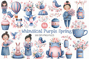 Whimsical purple Spring Clipart, an Illustration by Designworld (Thumbnail 1 of 8)