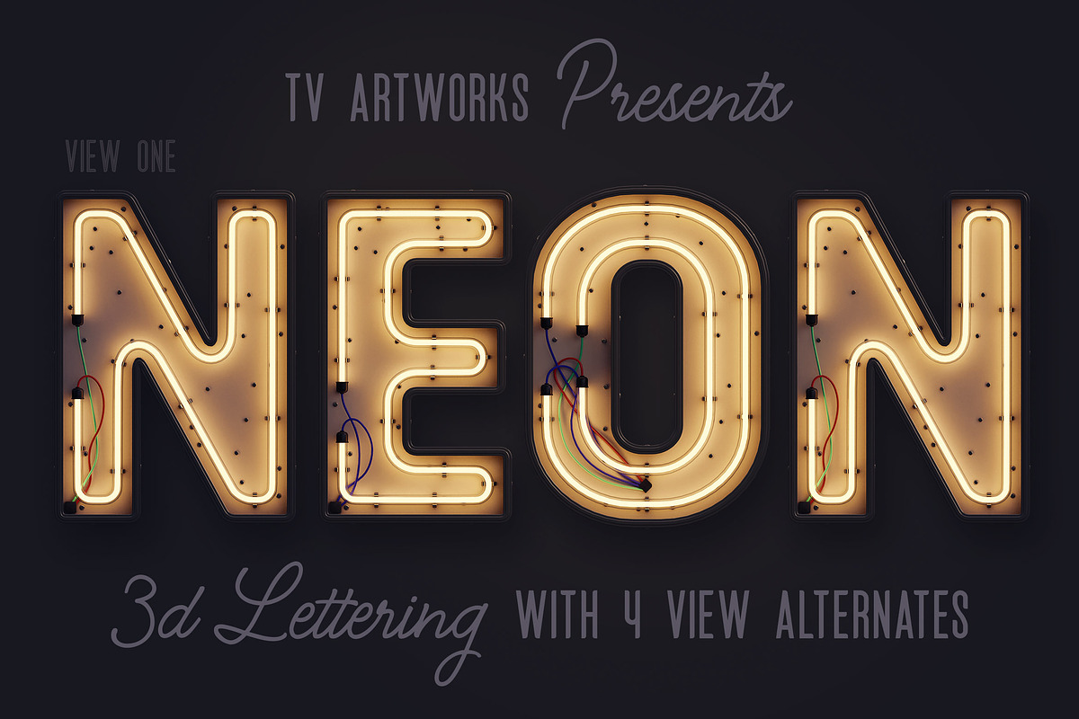 Modern Neon 3D Lettering, a Graphic by TVartworks (Photo 1 of 18)