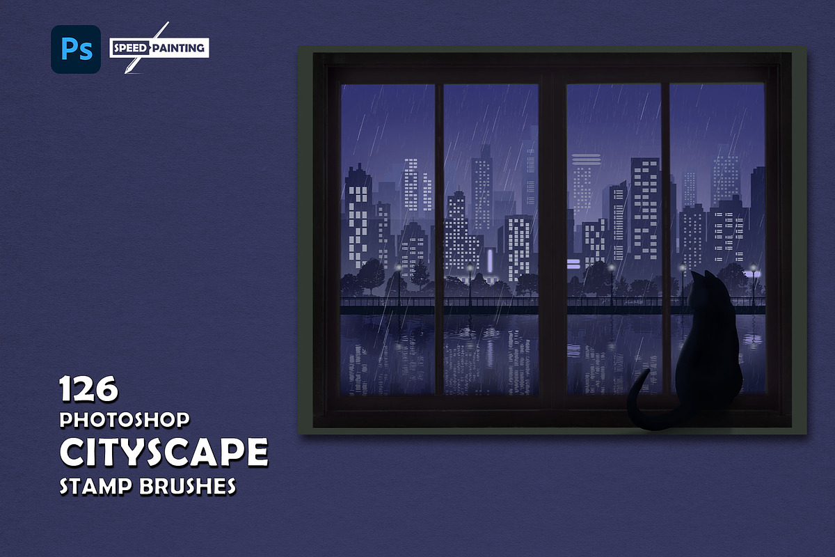 Photoshop Cityscape Stamp Brushes, a Brush Add-On by MISTstudioDesign (Photo 1 of 9)