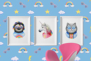 90s Dressed up watercolor animals, an Animal Illustration by AnastasiaFears (Thumbnail 3 of 11)