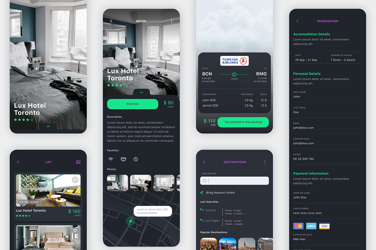 Vesta Dark Travel Booking App UI Kit, an UI Kit Template by uicube (Photo 6 of 6)