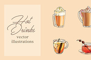 Hot drinks set. Vector illustrations, a Food Illustration by Svitlo illustrations (Thumbnail 1 of 5)