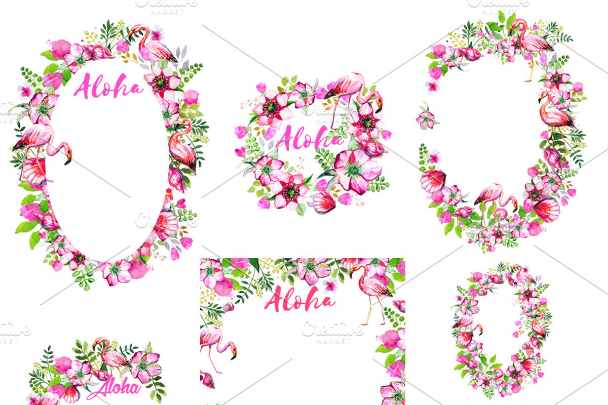 Flamingo Digital Pattern Paper Set, an Illustration by Download Graphic Art (Photo 5 of 9)
