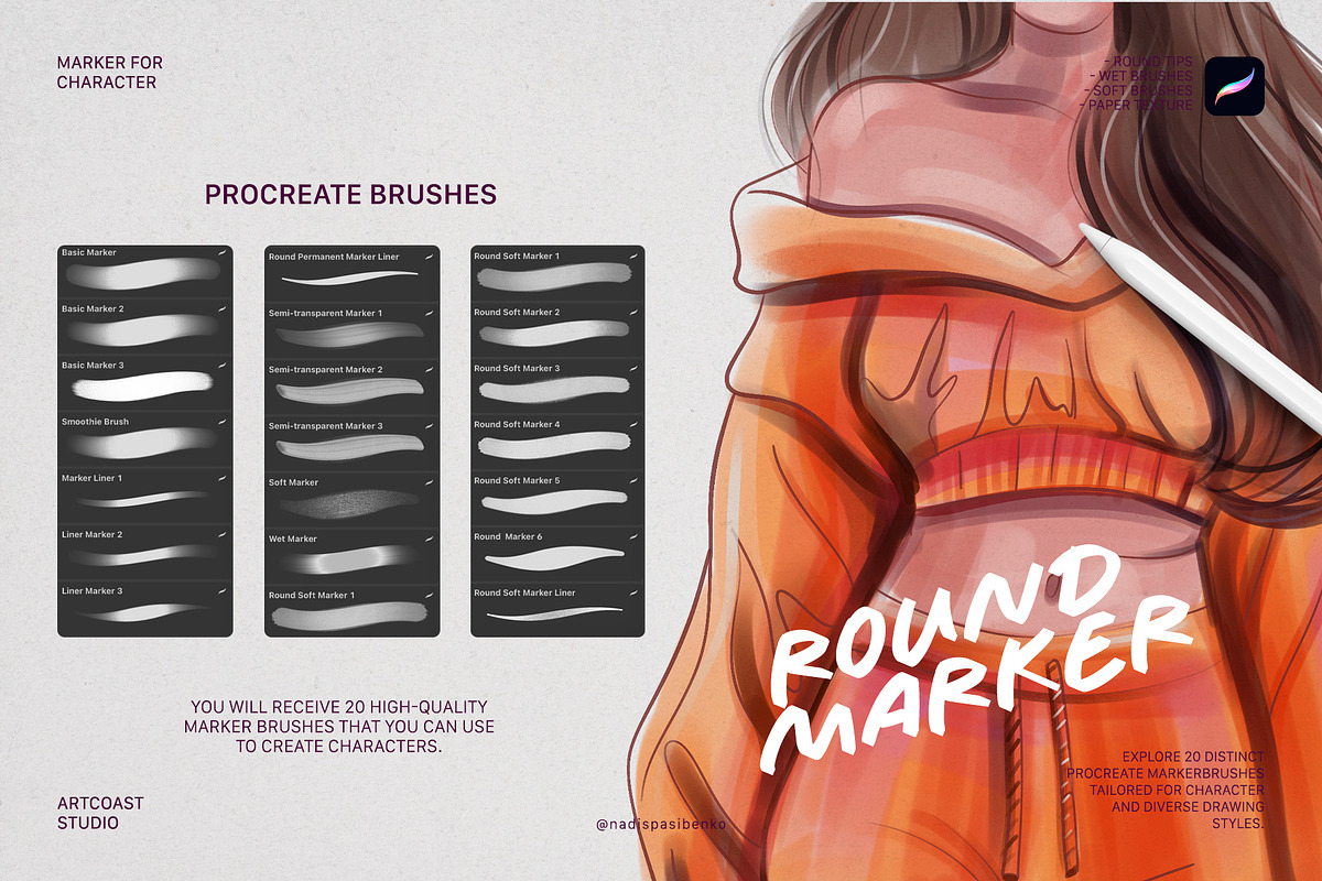 Round Marker for Character, a Brush Add-On by Spasibenko Art (Photo 4 of 5)