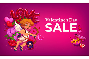 Cherub cupid angel on valentines day, an Illustration by Vector Tradition