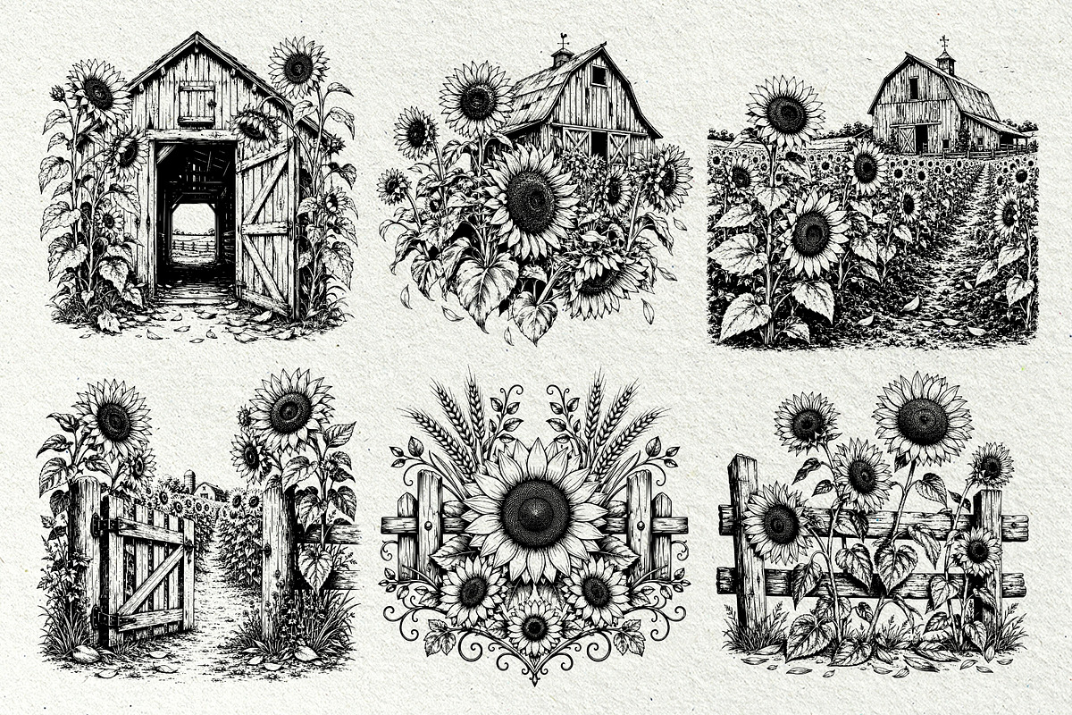 Sunflower Harvest Graphics, a Decorative Illustration by DENIDigitalArtSudio (Photo 2 of 5)