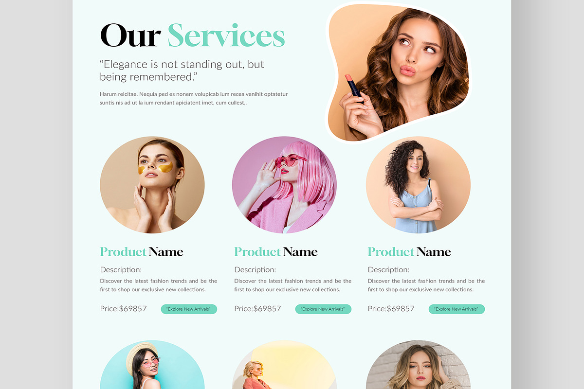 Fashion Landing Page Layout, an UI Kit Template by CreativeShaper (Photo 3 of 6)