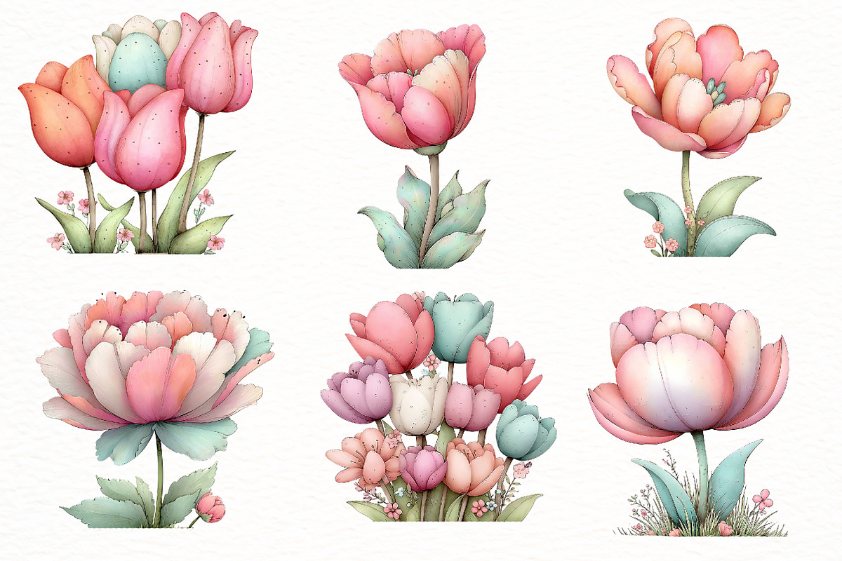 Whimsical Spring Tulip Clipart, an Illustration by Designworld (Photo 2 of 8)