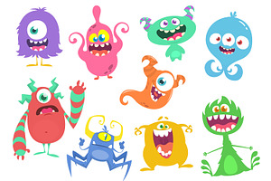 Cartoon Monsters. Vector Pack