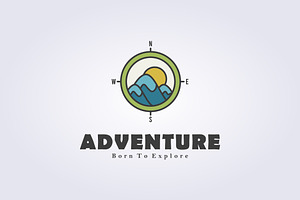 color line mountain compass logo, a Branding & Logo Template by Lodzrov