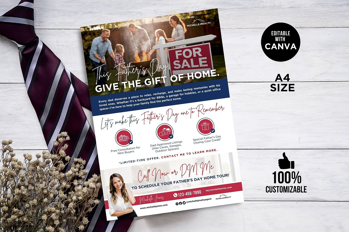 2025 Real Estate Father's Day Flyer, a Flyer Template by CreativeVinesStore (Photo 3 of 5)