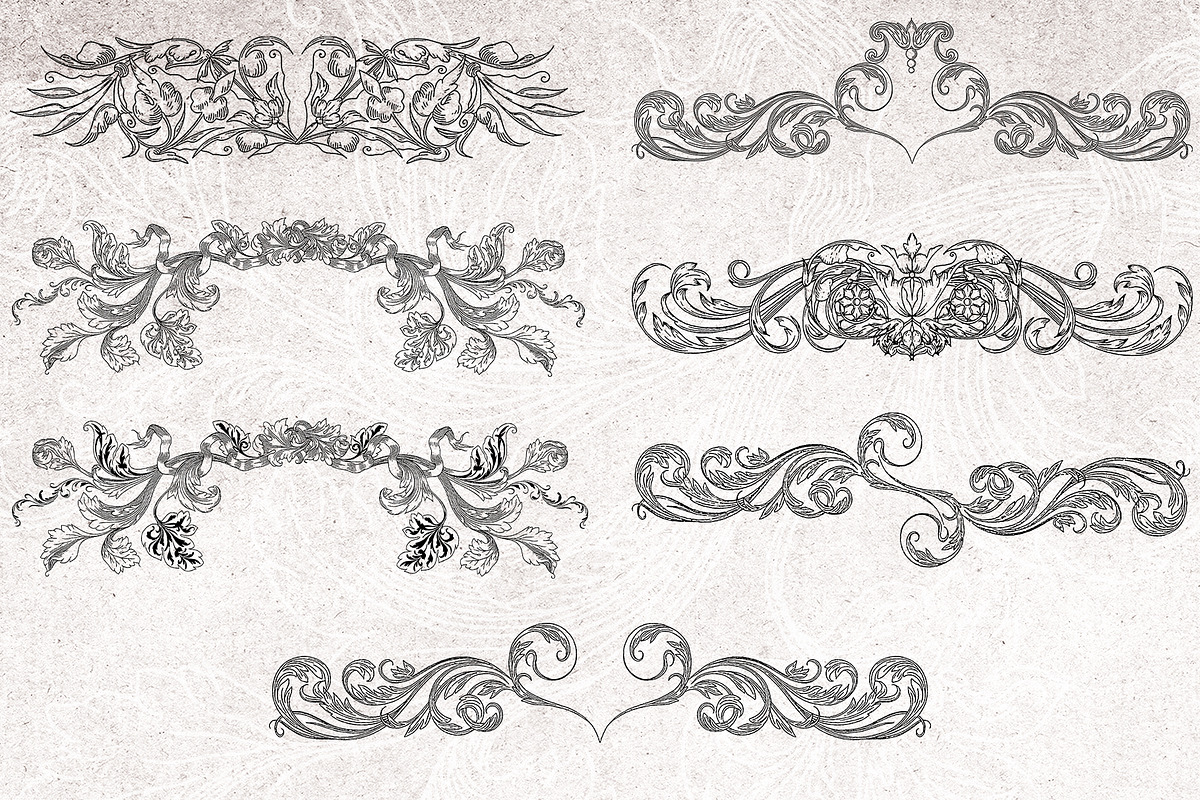 Vintage Baroque Borders & Designs, a Decorative Illustration by AW Studios (Photo 8 of 11)