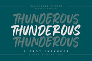 Thunderous - Bold Display Font, a Script Font by Alpaprana (Thumbnail 1 of 12)