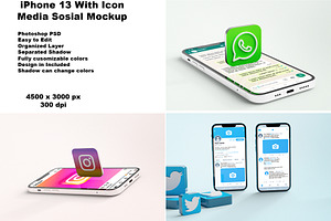 iPhone 13 Mockup Icon Medial Sosial