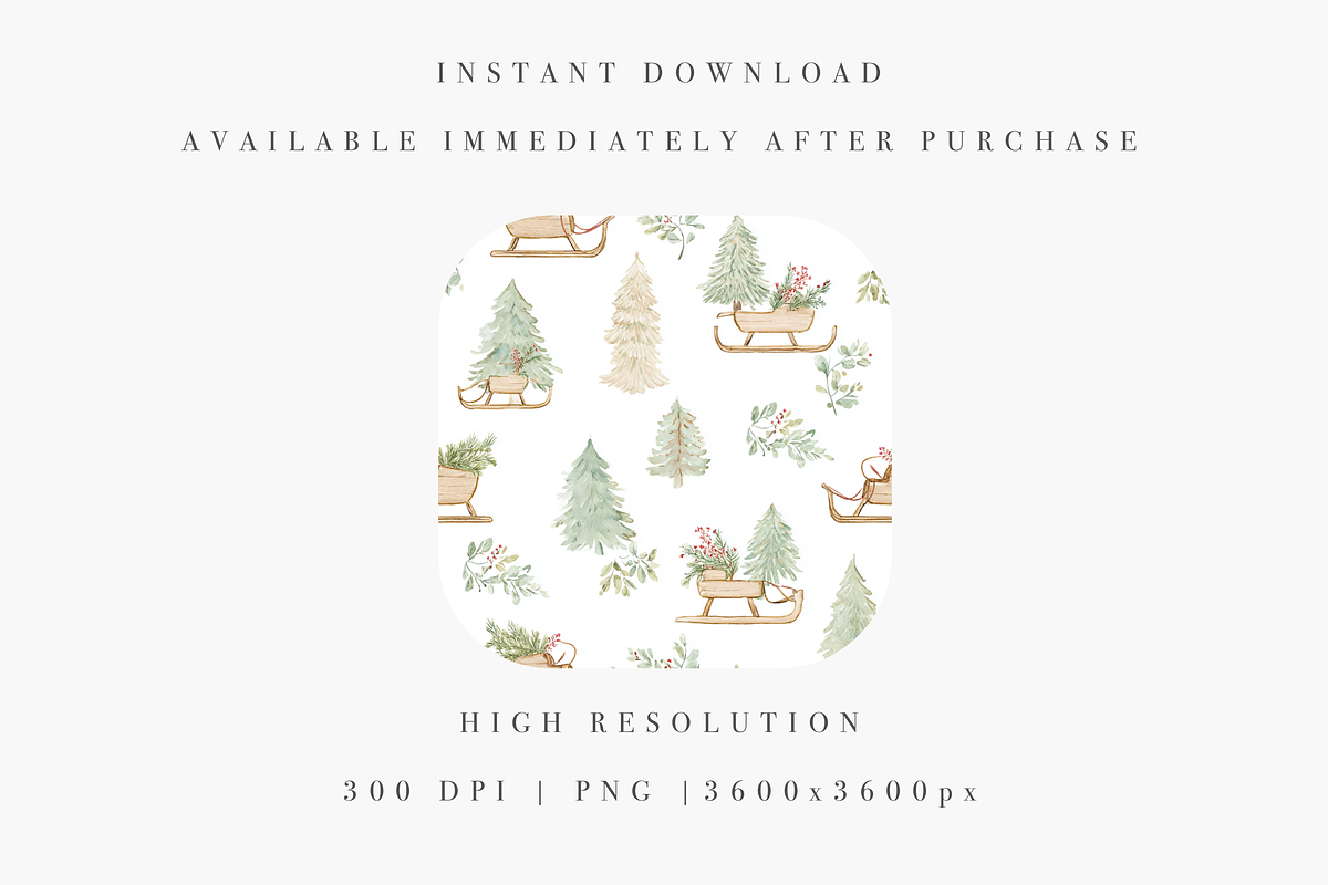 4 Pack Seamless Christmas Patterns, a Decorative Illustration by Pati Charm Studio (Photo 3 of 7)