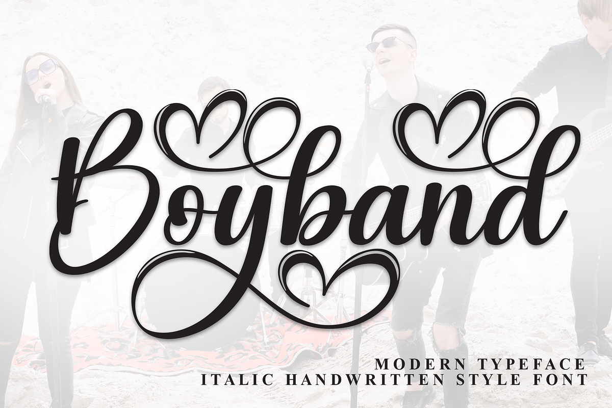 Boyband | Script Font, a Handwritten Font by Scratchones (Photo 1 of 9)