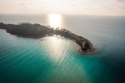 Island and blue water in tropical summer, a Nature Photo by Art Rachen