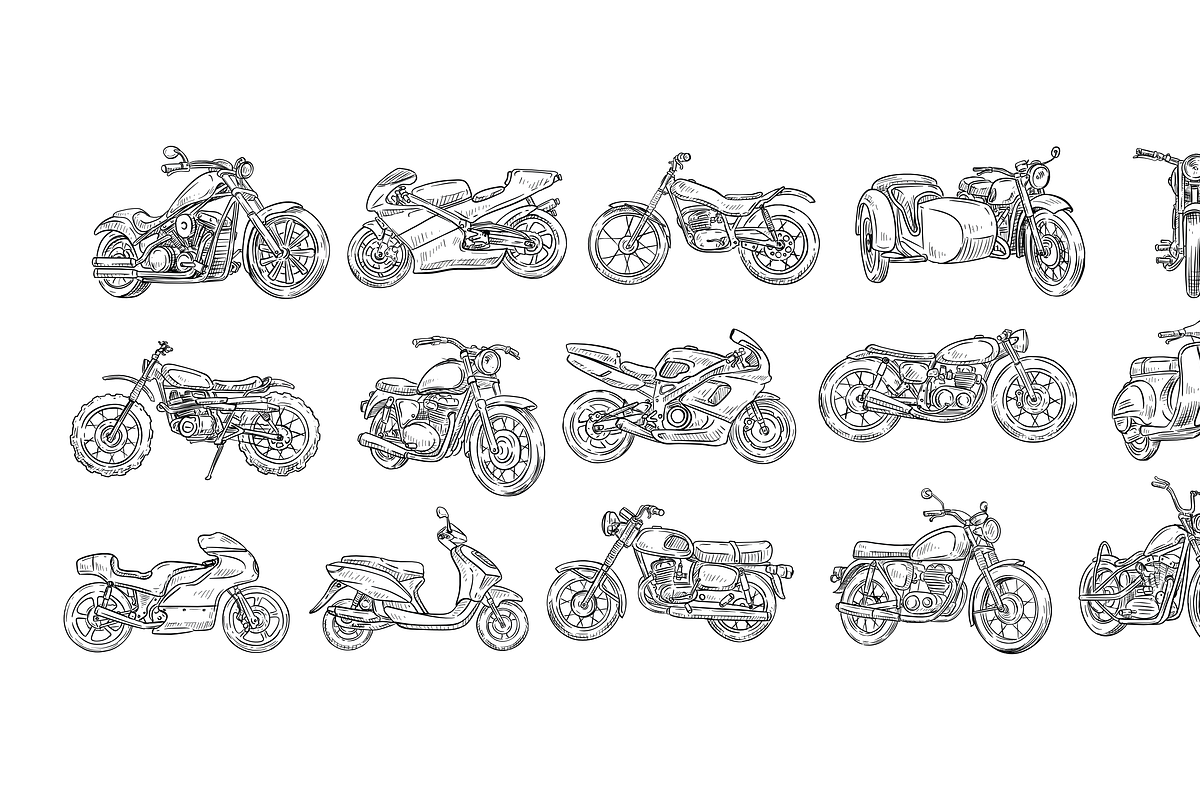 motorcycle handdrawn collection, an Object Graphic by nikagraphic
