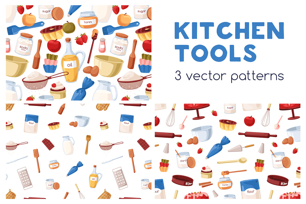 Baking tools seamless patterns set, a Pattern Graphic by Good Studio (Photo 1 of 8)