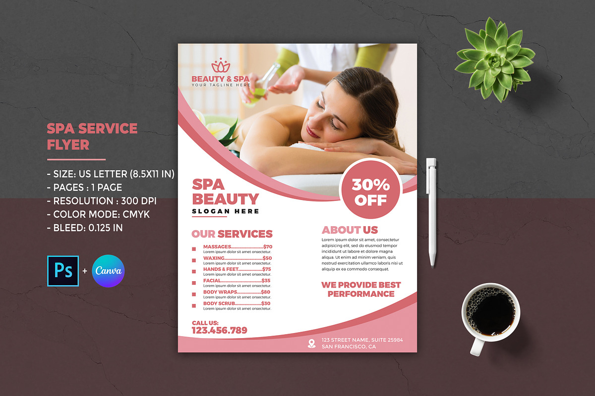 Beauty and Spa Flyer, a Flyer Template by Designscozy (Photo 1 of 5)