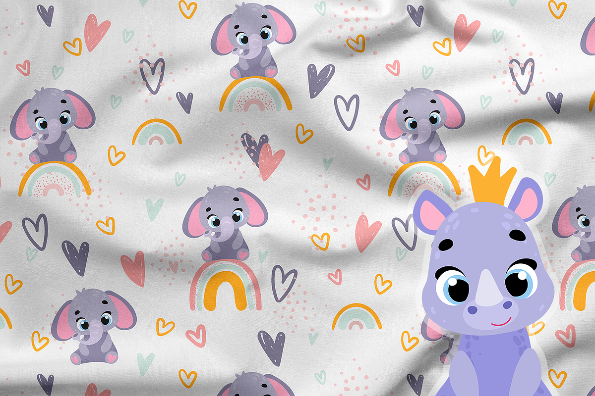 Baby animals and rainbow. clipart, an Animal Illustration by tata_ota (Photo 13 of 13)