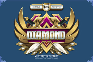 Diamond Game Badge With Text Effect