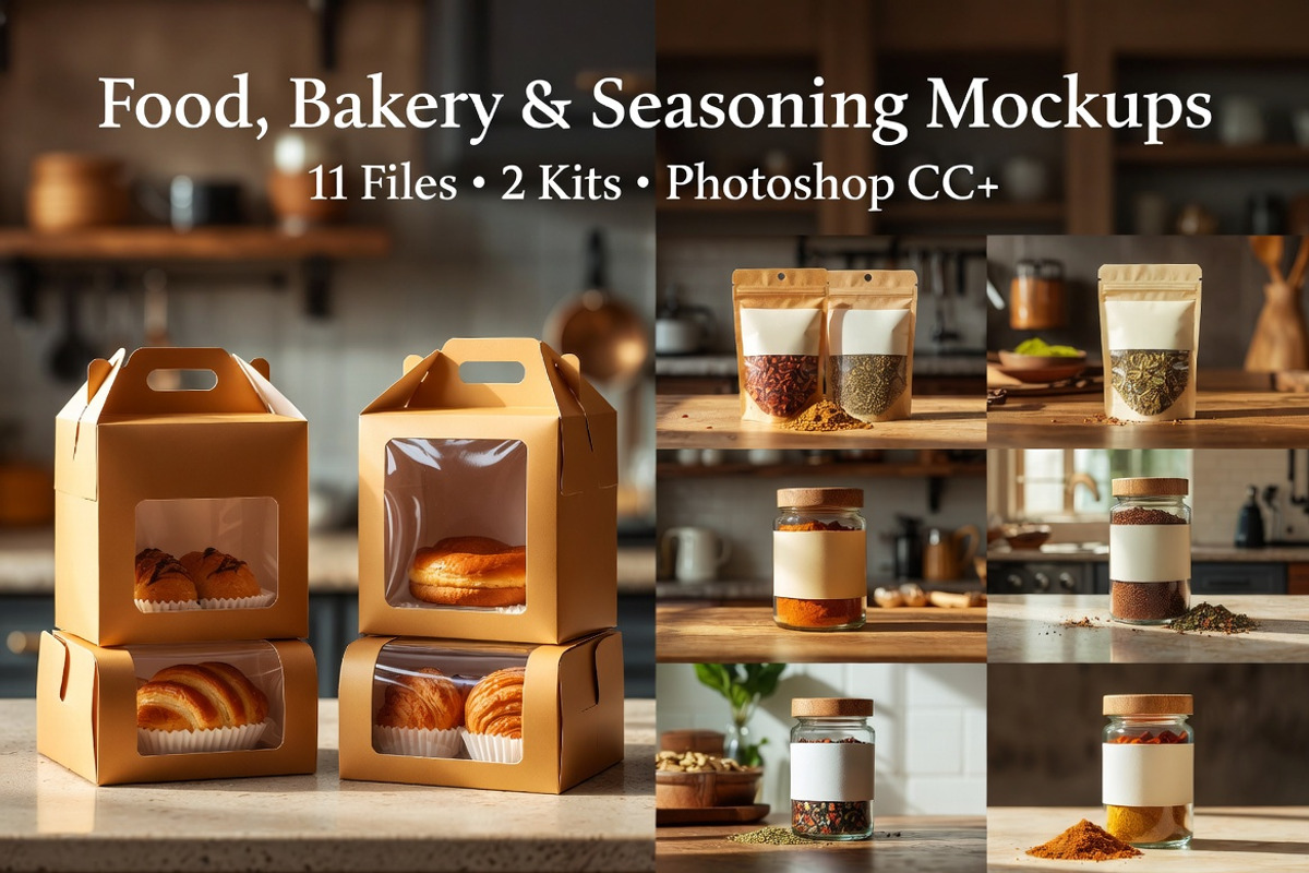 Food Bakery Seasoning Package Mockup, a Packaging Mockup by Dreamanart (Photo 3 of 3)