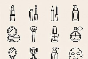 43 Beauty Makeup Outline Icons, an Outline Icon by adenpinkstore