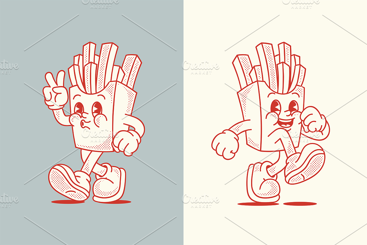 French Fries Cartoon Character, a Food Illustration by ™Creasi (Photo 2 of 6)
